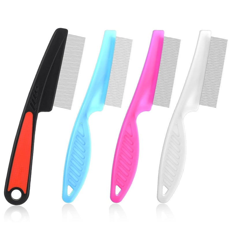 IANFAN 4 Pcs Stainless Steel Dandruffs Comb, Fine Tooth Psoriasis Comb Metal Lice Combs Dandruff Remover Scalp Combs for Dandruff, Lice, Thick, Dry, Curly Hair - Image 1